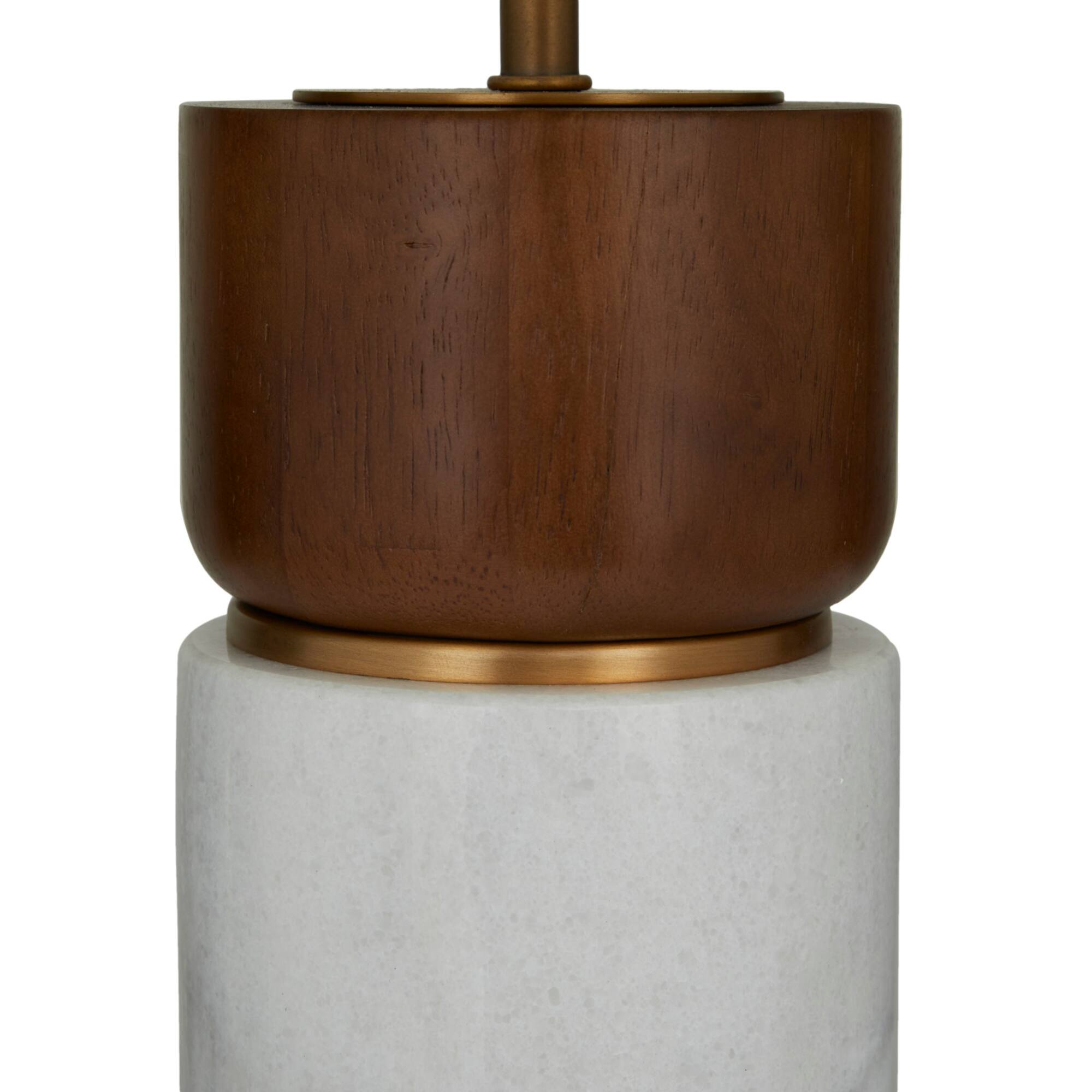 White Marble Thick Stand Table Lamp with Drum Shade 15" x 14" x 25"